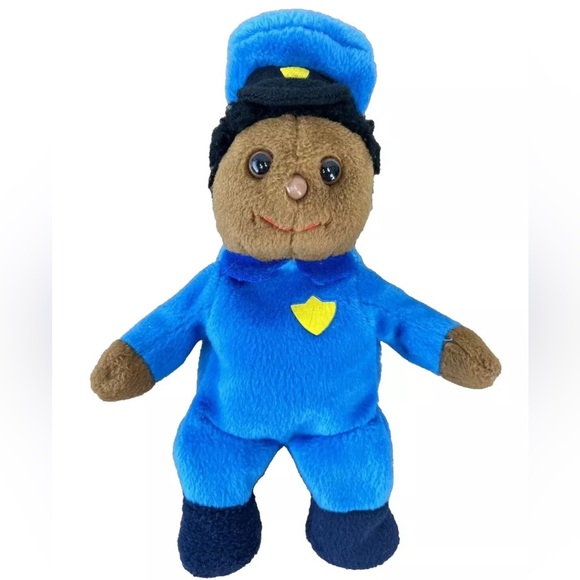 Vintage 90s Plushpups Police Officer Beanbag Plush African American 9” Toy - Picture 1 of 6